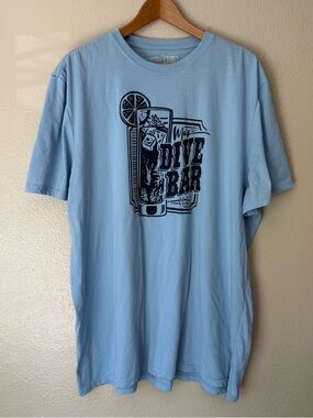 ❇️REEL LIFE Light Blue Short-Sleeve Graphic Tee - Dive Bar Design 2 for $22❇️